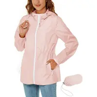 Merkloos Damenregenjacke mit Kapuze, wasserdicht, leicht und zusammenfaltbar mit Aufbewahrungstasche