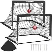 Merkloos Fußballtor – Set aus 2 aufstellbaren Fußballtoren – Mit Zielscheibe und Tragetasche – 120 x 90 x 90 cm