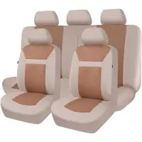 Merkloos Autositzbezüge-Set – Airbag-kompatibel – Jacquard-Webart – Beige – Für Auto, SUV und Transporter