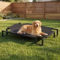 Dripio Erhöhtes Hundebett für große Hunde, 110x76x20 cm, atmungsaktives Mesh, schwarz