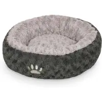 Markenlos Hundebett Donut rund 80 cm Durchmesser weicher Plüsch Dunkelgrau Hellgrau