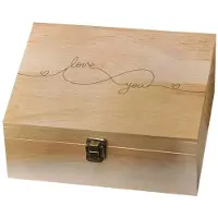 Merkloos Aufbewahrungsbox – Holzkiste – Erinnerungskiste – 24,5 x 19,5 x 10,3 cm – Mit Deckel