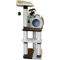 Merkloos Krabbaum für Katzen – Braun-beige – 127 cm – Mit großer und kleiner Liegefläche