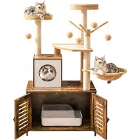 Merkloos Katzenbaum – Katzenklo integriert – 2-in-1 – Vintage-Braun