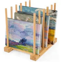 Lustrens Tafelablage für Kunstwerke – Holzgestell zum Trocknen und Ausstellen mit verstellbaren Schlitzen