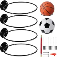 Merkloos Wandhalterung für Ballhalterung – Ballständer – Schwarz – 4 Stück – Für Basketball, Fußball und Volleyball