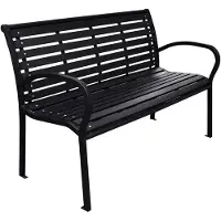 vidaXL Gartenbank Schwarz 116 cm Stahl und WPC