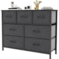 OEM Kommode mit 7 Stoffschubladen, Metallgestell, Schwarz/Grau