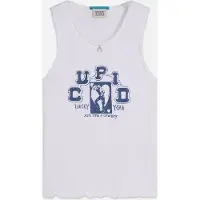 Scotch & Soda Pointelle Jersey Artwork Tank Bright White Größe: M | Hemden Outlet | Damen | Weiß