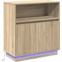 vidaXL LED-Sideboard Sonoma-Eiche 71 x 34,5 x 75 cm Holzwerkstoff