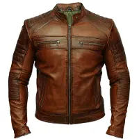 Dripio Motorjack aus Leder, gewaxt, braun, XS