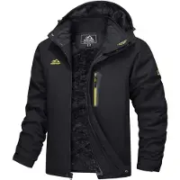 Merkloos Winterjacke für Herren – Wasserabweisend – Mit abnehmbarer Kapuze – Schwarz – Für Wintersport und Outdoor-Aktivitäten