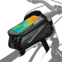Markenlos Fahrrad Oberrohrtasche 1,5 Liter wasserabweisend Handyfach Touchscreen Schwarz