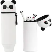 Markenlos Panda Stifthalter 2in1 aus weichem Silikon Federmäppchen für die Schule