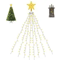 Salcar 3m 360 LED Lichterkette Weihnachtsbaum mit 10 Girlanden und LED Stern, Tannenbaum Lichterkette LED, Christbaum Beleuchtung