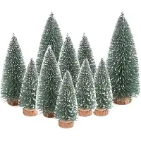 Merkloos Kunst-Weihnachtsbaum – Mini-Weihnachtsbaum – 10 Stück – 10, 15 und 20 cm – Mit Holzfuß