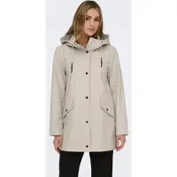 ONLYU Kurzmantel "ONLELISA RAINCOAT OTW NOOS", Damen, Gr. XS, beige (silber lining), Web, Obermaterial: 100% Polyester, unifarben, Po-bedeckend, Mäntel Kurzmantel, beschichtete Qualität