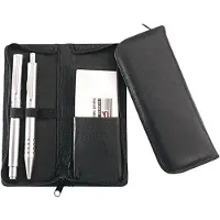 Markenlos Schreibgeräteetui aus echtem Leder, Etui in schwarz, Stiftetui ca. 15 x 6,5 x 2 cm, Lederetui für 3 Stifte