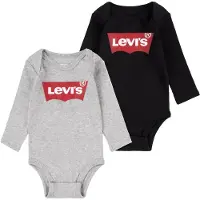 Levi's Kids Levis Kids Langarmbody "LHN LS 2PK BATWING BODYSUIT SE" Packung, 2 im 2er Pack mit Batwing-Logo auf der Brust, Baumwolle