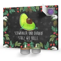 Mr. & Mrs. Panda Adventskalender Avocado Schwangerschaft - Kreidetafel - Geschenk, mit kerzen, Baby, Liebe, duftkerzen, duft, Geburt, Babyshower