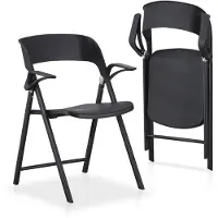 OEM 2er-Set Klappstühle mit Armlehnen, Kunststoff, Stahlgestell, schwarz