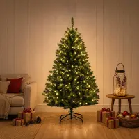 Syfax Künstlicher klappbarer Weihnachtsbaum 120 cm 150 LEDs
