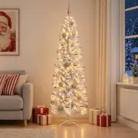Syfax Künstlicher schmaler Weihnachtsbaum mit Weihnachtskugel 210 cm