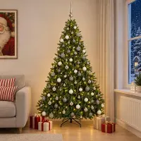 Syfax Künstlicher Weihnachtsbaum Hellgrün mit Kugeln 240 cm 300 LEDs