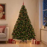 Syfax Künstlicher Weihnachtsbaum Mittelgrün mit Kugeln 270 cm