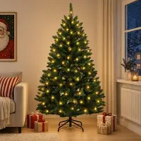 Syfax Künstlicher klappbarer Weihnachtsbaum 180 cm 300 LEDs