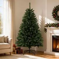 Syfax Künstlicher klappbarer Weihnachtsbaum 150 cm PVC Mittelgrün