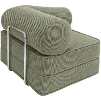 SURB Chair 100 Schlafsessel aus Cord, modularer Loungesessel für Erwachsene mit Chromgestell, Bezug waschbar, Olivgrün