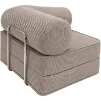 SURB Chair 100 Schlafsessel aus Cord, modularer Loungesessel für Erwachsene mit Chromgestell, Bezug waschbar, Taupe