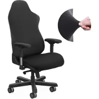 Markenlos Stuhlbezug Set Gamingstuhl Bürostuhl elastisch schwarz 4-teilig Polyester