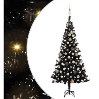 Syfax Künstlicher Weihnachtsbaum Beleuchtung & Kugeln Schwarz 120 cm