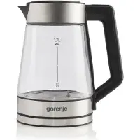 Gorenje K17TRG, 1,7 l, 2200 W, Edelstahl, Schwarz, Transparent, Glas, Regelbare Temperatur, Wasserstandsanzeige