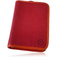 OEM Schlampermäppchen aus echtem Leder, rot/orange