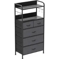 StarTech.com Kommode - 5 Stoffschubladen - Metallrahmen - 60x30x120 cm - Für Schlafzimmer/Wohnzimmer/Flur - Grau