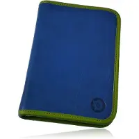 OEM Leder-Etui NILS, Blau/Hellgrün, 30 cm, 22 Stiftlaschen