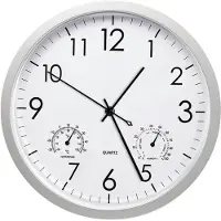 Merkloos Wanduhr ohne Tickgeräusche - Garten Uhr mit Temperatur und Luftfeuchtigkeit 30 cm