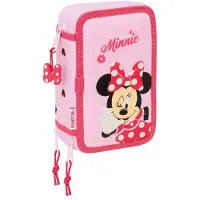 OEM Schlampermäppchen Minnie Mouse mit 37 Teilen, 12,5x5,5x19,5 cm, Rosa