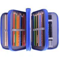OEM Pennenmap Oxford Etui, 4 Fächer, Blau, 19,5 x 12,5 cm