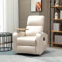 Sweiko Massagesessel Relaxsessel Liegesessel, 1 Klapptisch, 1 Fußstütze; 77 cm x 93 cm x 105 cm, Beige