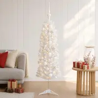 Syfax Künstlicher schmaler Weihnachtsbaum mit Weihnachtskugel 120 cm