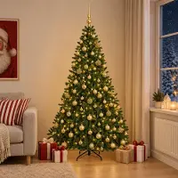 Syfax Künstlicher Weihnachtsbaum Hellgrün mit Weihnachtskugeln 240 cm