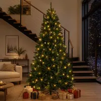 Syfax Künstlicher klappbarer Weihnachtsbaum 270 cm 600 LEDs