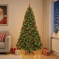 Syfax Künstlicher Weihnachtsbaum Grün mit Kugeln 270 cm 600 LEDs