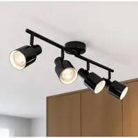 LINDBY Deckenstrahler Ovelia, schwarz, 80 cm, 4-flg., E27 Ovelia , dimmbar, schwarz, für Wohn- / Esszimmer, Metall, Modern, Strahler