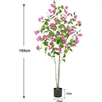 StarTech.com Kunstpflanze Bougainvillea - Bodenstehender Baum - 1,5 m hoch - Real Touch Blätter - PVC - Für Fotostudio, Ausstellung, Outdoor - Rosenrot