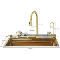 StarTech.com Intelligente Küchenspüle - Integriertes Spülbecken 7545 - Mit Digitalanzeige - Edelstahl - Einzelbecken - Mit Armatur - Schürzenfront - Gebürstetes Gold